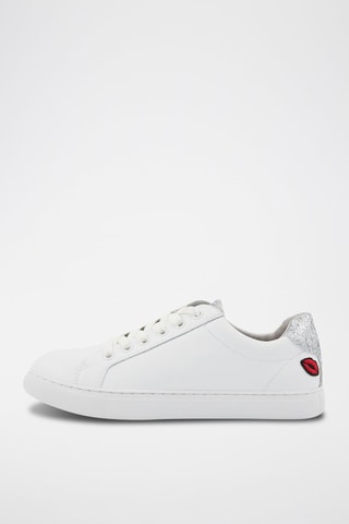 Sneakers en cuir Simone 
Blanc et argenté