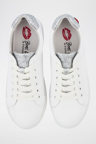 Sneakers en cuir Simone 
Blanc et argenté