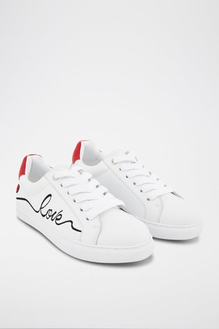 Sneakers en cuir de veau Simone Blanc et rouge