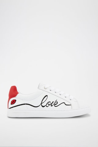 Sneakers en cuir de veau Simone Blanc et rouge