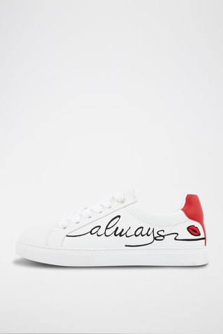 Sneakers en cuir de veau Simone Blanc et rouge