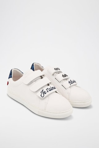 Sneakers en cuir de veau Edith Blanc et bleu