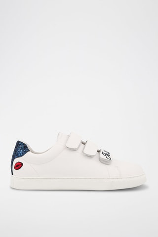 Sneakers en cuir de veau Edith Blanc et bleu