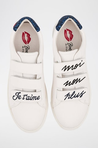 Sneakers en cuir de veau Edith Blanc et bleu