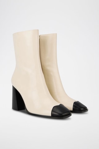 Bottines en cuir Margot - Crème et noir