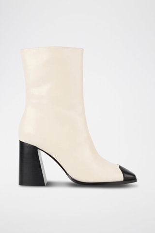 Bottines en cuir Margot - Crème et noir