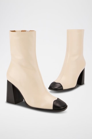 Bottines en cuir Margot - Crème et noir