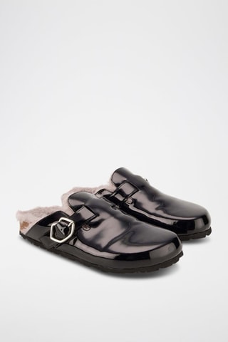 Sabots fourrés en cuir Dakota - Noir