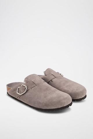 Sabots fourrés en nubuck Dakota - Gris