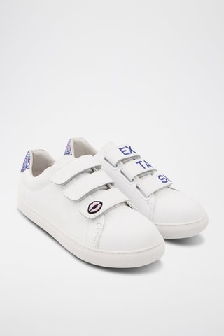 Sneakers en cuir Edith Satisfaction - Blanc et bleu
