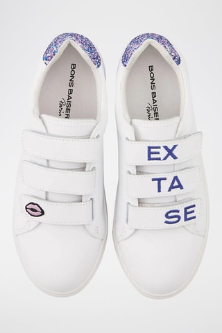 Sneakers en cuir Edith Satisfaction - Blanc et bleu