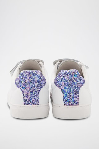 Sneakers en cuir Edith Satisfaction - Blanc et bleu