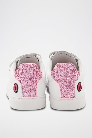 Sneakers en cuir Edith Barbie - Blanc et rose