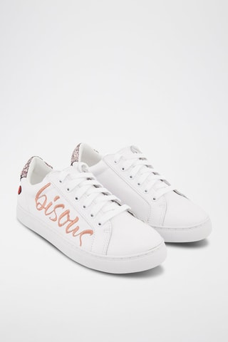 Sneakers en cuir Simone - Blanc et rouge