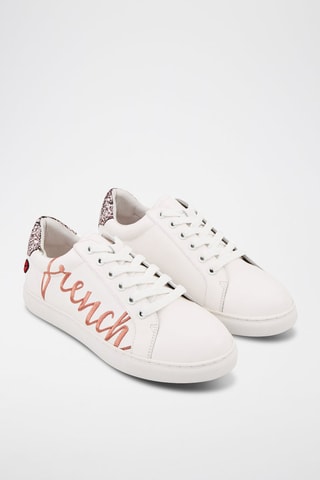 Sneakers en cuir Simone - Blanc et rose