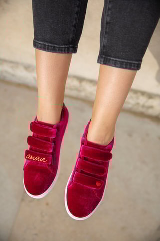 Sneakers Edith Velours Amour - Bordeaux