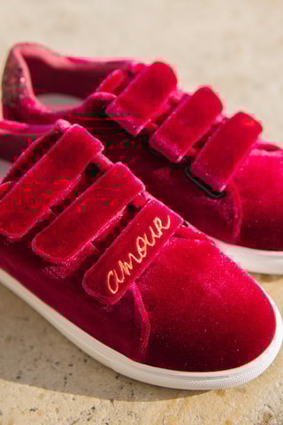Sneakers Edith Velours Amour - Bordeaux