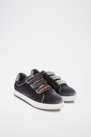 Sneakers Edith Velours Amour 
Gris anthracite