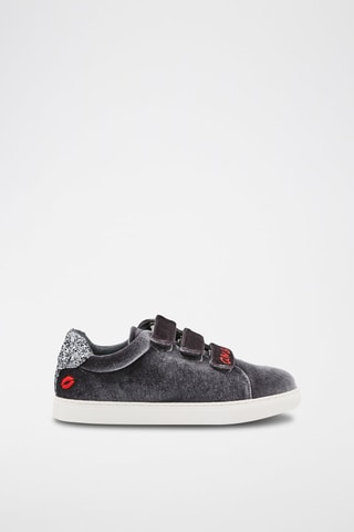 Sneakers Edith Velours Amour 
Gris anthracite