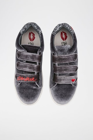 Sneakers Edith Velours Amour 
Gris anthracite