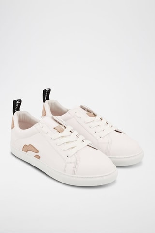 Sneakers en cuir de veau Betty - Blanc et doré rose