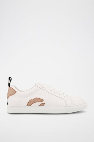 Sneakers en cuir de veau Betty - Blanc et doré rose