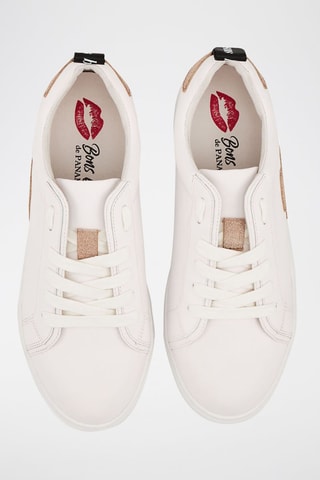 Sneakers en cuir de veau Betty - Blanc et doré rose