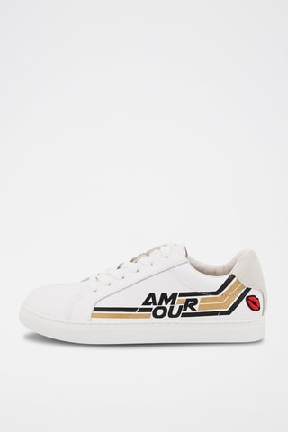Sneakers en cuir Simone Retro Amour 
Blanc et beige