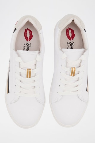 Sneakers en cuir Simone Retro Amour 
Blanc et beige