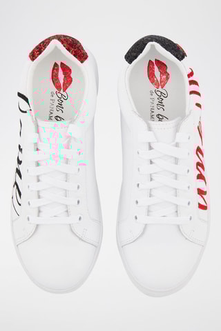 Sneakers en cuir de veau Simone Blanc et rouge