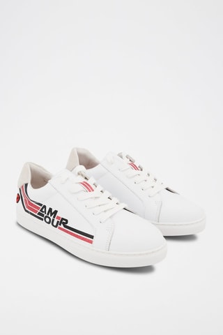 Sneakers en cuir Simone Retro Amour 
Blanc et rose