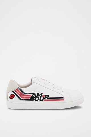 Sneakers en cuir Simone Retro Amour 
Blanc et rose