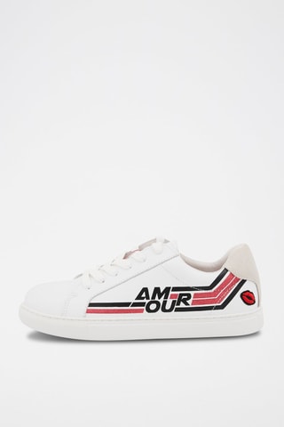 Sneakers en cuir Simone Retro Amour 
Blanc et rose