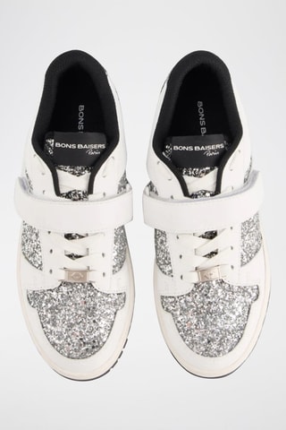 Sneakers en cuir Serena - Blanc et argenté