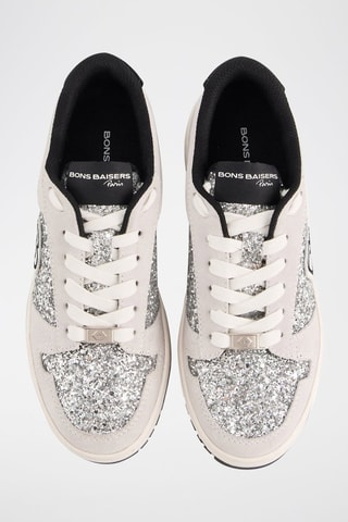 Sneakers en cuir Serena - Blanc et argenté