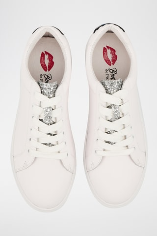 Sneakers en cuir Simone Eyes - Blanc et noir