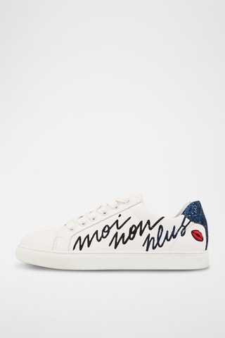 Sneakers en cuir Simone Moi Non Plus - Blanc et bleu marine