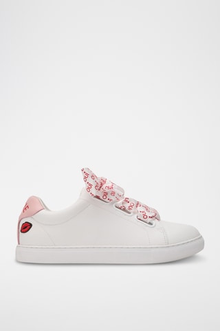 Sneakers en cuir Simone Pour la vie - Blanc et rose clair