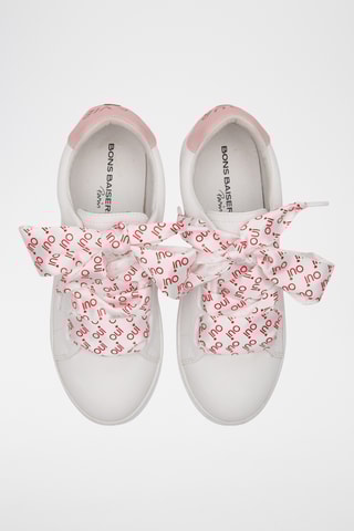 Sneakers en cuir Simone Pour la vie - Blanc et rose clair