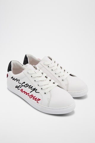 Sneakers en cuir Simone Un coup d'amour - Blanc et noir