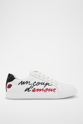 Sneakers en cuir Simone Un coup d'amour - Blanc et noir
