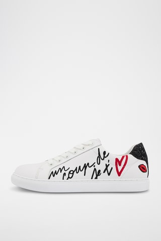 Sneakers en cuir Simone Un coup d'amour - Blanc et noir