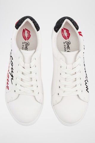 Sneakers en cuir Simone Un coup d'amour - Blanc et noir