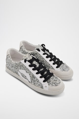 Sneakers en cuir Colette - Argenté et blanc