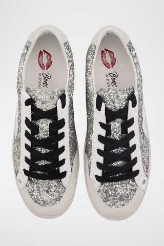 Sneakers en cuir Colette - Argenté et blanc