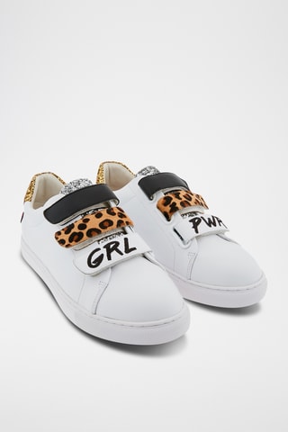 Sneakers en cuir Edith Barbie - Blanc et doré