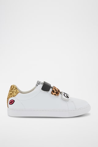 Sneakers en cuir Edith Barbie - Blanc et doré