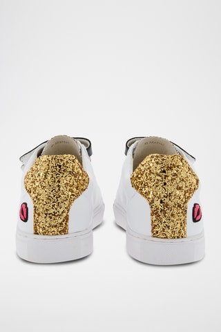 Sneakers en cuir Edith Barbie - Blanc et doré