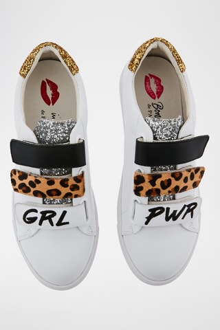 Sneakers en cuir Edith Barbie - Blanc et doré