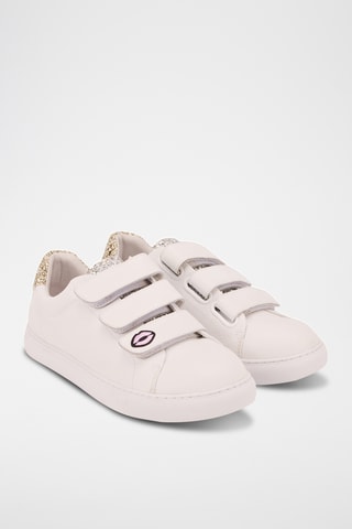 Sneakers en cuir Edith Glitters - Blanc et doré